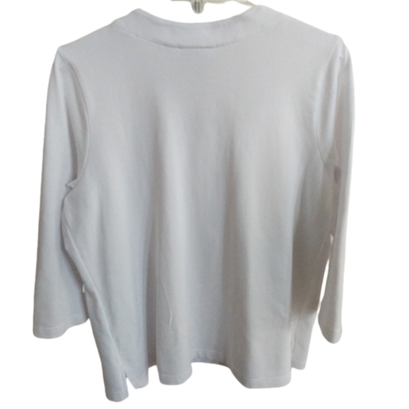 Quacker Factory Twin Set Size L White Beaded Long Sleeve Cardigan Shell - Picture 3 of 15